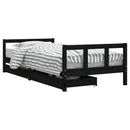 sengeramme til juniorseng m. skuffer 90x200 cm massivt fyr sort