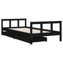 sengeramme til juniorseng m. skuffer 90x200 cm massivt fyr sort