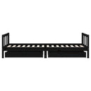 sengeramme til juniorseng m. skuffer 90x200 cm massivt fyr sort