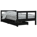 sengeramme til juniorseng m. skuffer 80x160 cm massivt fyr sort