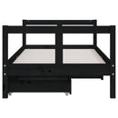 sengeramme til juniorseng m. skuffer 80x160 cm massivt fyr sort