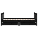 sengeramme til juniorseng m. skuffer 80x160 cm massivt fyr sort