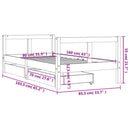 sengeramme til juniorseng m. skuffer 80x160 cm massivt fyr sort