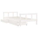sengeramme til juniorseng m. skuffer 90x190 cm massivt fyr hvid