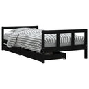 sengeramme til juniorseng m. skuffer 90x190 cm massivt fyr sort