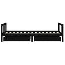 sengeramme til juniorseng m. skuffer 90x190 cm massivt fyr sort