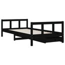 sengeramme til juniorseng m. skuffer 90x190 cm massivt fyr sort