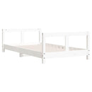 sengeramme til juniorseng 80x160 cm massivt fyrretræ hvid