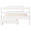 sengeramme til juniorseng m. skuffer 80x200 cm massivt fyr hvid