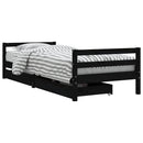 sengeramme til juniorseng m. skuffer 80x200 cm massivt fyr sort