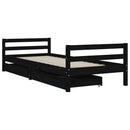 sengeramme til juniorseng m. skuffer 80x200 cm massivt fyr sort