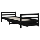 sengeramme til juniorseng m. skuffer 80x200 cm massivt fyr sort