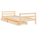 sengeramme til juniorseng m. skuffer 90x200 cm massivt fyr