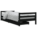 sengeramme til juniorseng m. skuffer 90x200 cm massivt fyr sort