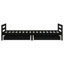 sengeramme til juniorseng m. skuffer 90x200 cm massivt fyr sort