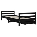 sengeramme til juniorseng m. skuffer 90x200 cm massivt fyr sort