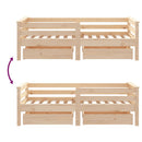 sengeramme til juniorseng m. skuffer 70x140 cm massivt fyr