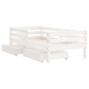 sengeramme til juniorseng m. skuffer 70x140 cm massivt fyr hvid