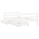 sengeramme til juniorseng m. skuffer 80x160 cm massivt fyr hvid