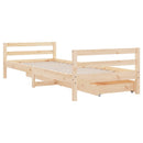 sengeramme til juniorseng m. skuffer 90x190 cm massivt fyr