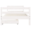 sengeramme til juniorseng m. skuffer 90x190 cm massivt fyr hvid