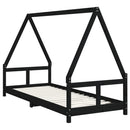 sengeramme til juniorseng 80x200 cm massivt fyrretræ sort