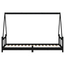 sengeramme til juniorseng 80x200 cm massivt fyrretræ sort