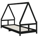 sengeramme til juniorseng 80x200 cm massivt fyrretræ sort