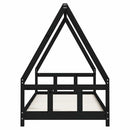 sengeramme til juniorseng 90x200 cm massivt fyrretræ sort