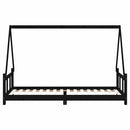 sengeramme til juniorseng 90x200 cm massivt fyrretræ sort