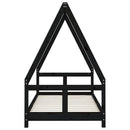 sengeramme til juniorseng 80x160 cm massivt fyrretræ sort