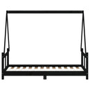 sengeramme til juniorseng 80x160 cm massivt fyrretræ sort