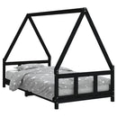 sengeramme til juniorseng 90x190 cm massivt fyrretræ sort