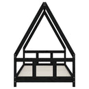sengeramme til juniorseng 90x190 cm massivt fyrretræ sort