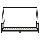 sengeramme til juniorseng 90x190 cm massivt fyrretræ sort