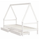 sengeramme til juniorseng m. skuffer 90x200 cm massivt fyr hvid