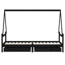 sengeramme til juniorseng m. skuffer 90x200 cm massivt fyr sort