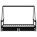 sengeramme til juniorseng m. skuffer 90x190 cm massivt fyr sort