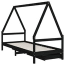 sengeramme til juniorseng m. skuffer 90x190 cm massivt fyr sort
