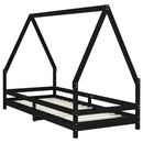 sengeramme til juniorseng 80x200 cm massivt fyrretræ sort