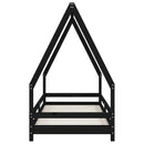 sengeramme til juniorseng 80x200 cm massivt fyrretræ sort