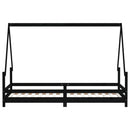 sengeramme til juniorseng 80x200 cm massivt fyrretræ sort
