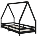 sengeramme til juniorseng 80x200 cm massivt fyrretræ sort