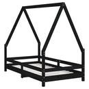 sengeramme til juniorseng 80x160 cm massivt fyrretræ sort