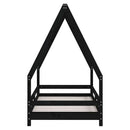 sengeramme til juniorseng 80x160 cm massivt fyrretræ sort
