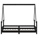 sengeramme til juniorseng 80x160 cm massivt fyrretræ sort