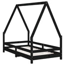 sengeramme til juniorseng 80x160 cm massivt fyrretræ sort