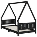 sengeramme til juniorseng 90x190 cm massivt fyrretræ sort
