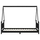 sengeramme til juniorseng 90x190 cm massivt fyrretræ sort