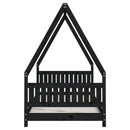 sengeramme til juniorseng 90x190 cm massivt fyrretræ sort